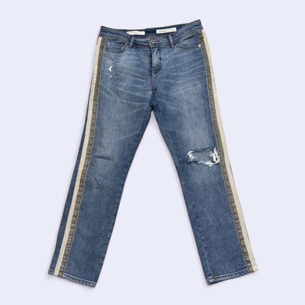 Pilcro Anthropologie Slim Boyfriend Jeans Size 27 Distressed Side Stripe Denim